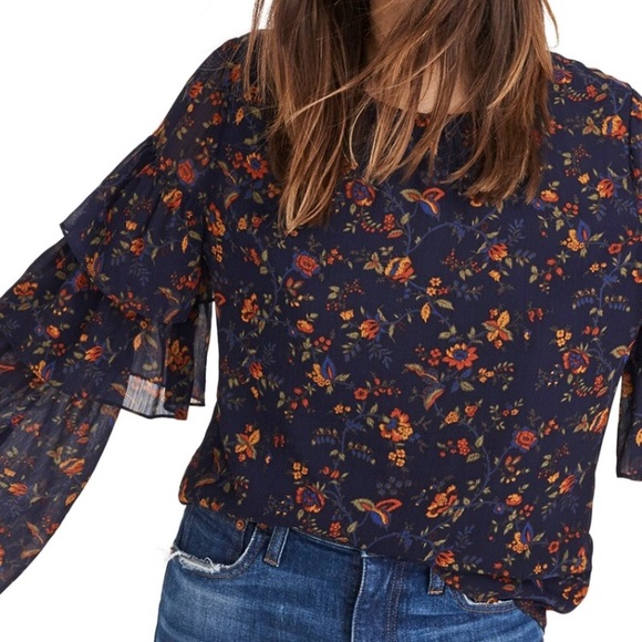 Madewell Ruffle Sleeve Top - Picture 1 of 2